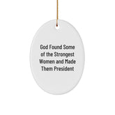 Funny President Oval Ornament Gifts from Men to President, Oval Shaped White Ornament for Christmas Unique Gifts - Image 1